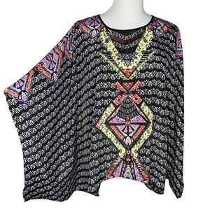 Bisou Bisou Aztec Graphic Oversized Flowy Poncho / Top